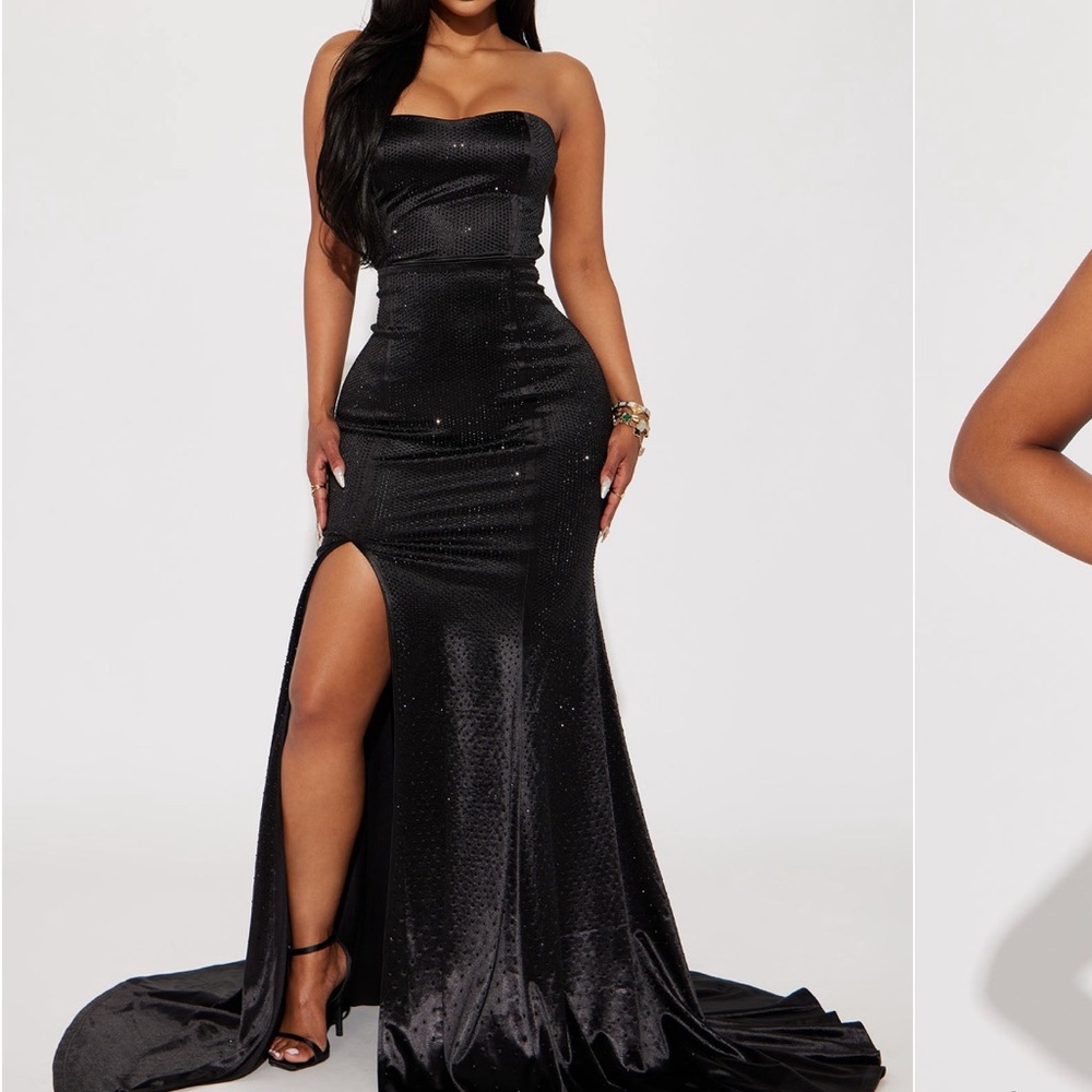 Elegant Black Strapless Evening Gown